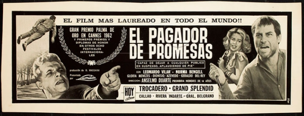  An&uacute;ncio do filme &quot;El Pagador de Promesas&quot; em jornal da Argentina