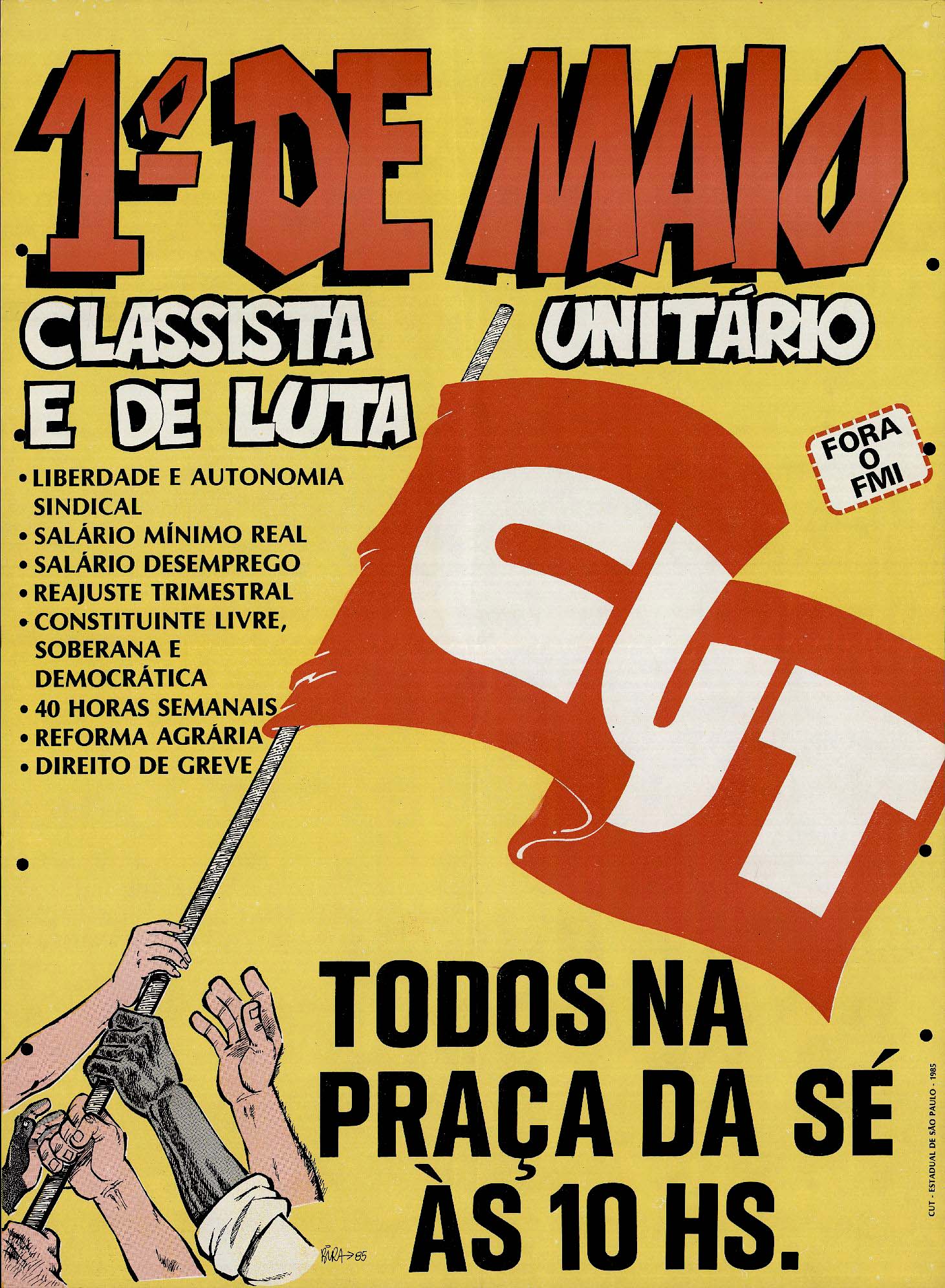  Cartaz de divulga&ccedil;&atilde;o do ato de 1&deg; de Maio com a pauta nacional de reivindica&ccedil;&otilde;es