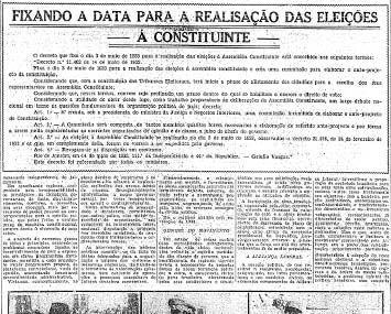 Getúlio fixa data para Constituinte