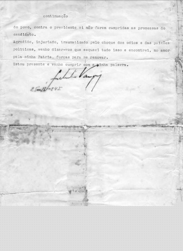        Em manifesto, Get&uacute;lio Vargas aconselha  o PTB e a popula&ccedil;&atilde;o brasileira a cerrar fileiras em torno da candidatura Dutra à Presid&ecirc;ncia da Rep&uacute;blica, e exp&otilde;e os motivos de seu apoio