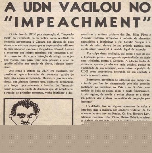  Reportagem da revista &ldquo;O Cruzeiro&rdquo;, edi&ccedil;&atilde;o de 19 de junho de 1954: &ldquo;A UDN vacilou no impeachment&rdquo;   