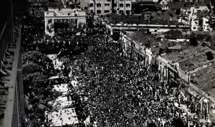  <strong> Desfile dos expedicionários</strong> na avenida São João, em São Paulo