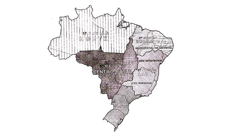  <strong> As cinco regiões do Brasil</strong> , com os estados e territórios existentes em 1942 
