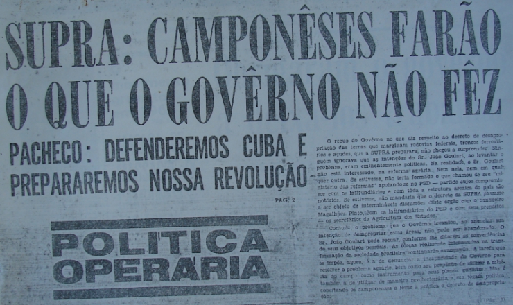  <strong> Exemplar do semanário 'Política Operária',
 </strong> da organização Polop, edição nº 8 (15/1/1964 a 22/1/1964)