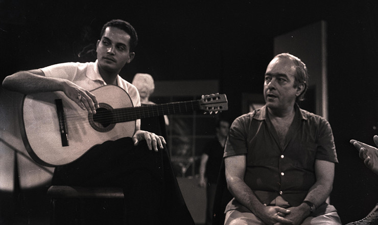 <strong> Baden Powell e Vinícius de Moraes </strong> durante gravação, em janeiro de 1963