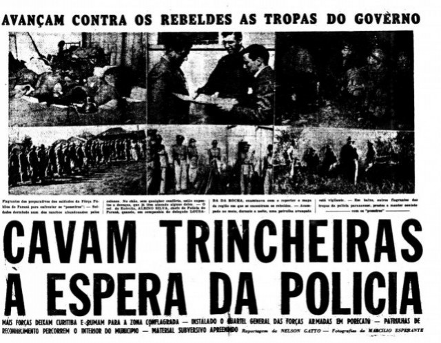   Jornal noticia resist&ecirc;ncia  dos camponeses &agrave; espera da chegada da pol&iacute;cia em Porecatu