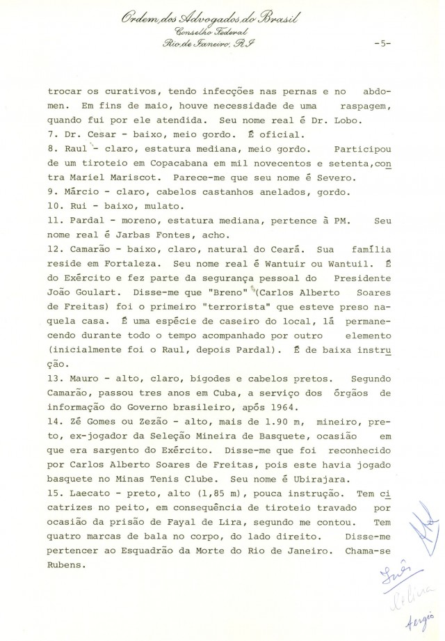  Relat&oacute;rio de In&ecirc;s Etienne Romeu &agrave; Comiss&atilde;o de Direitos Humanos do Conselho Federal da OAB