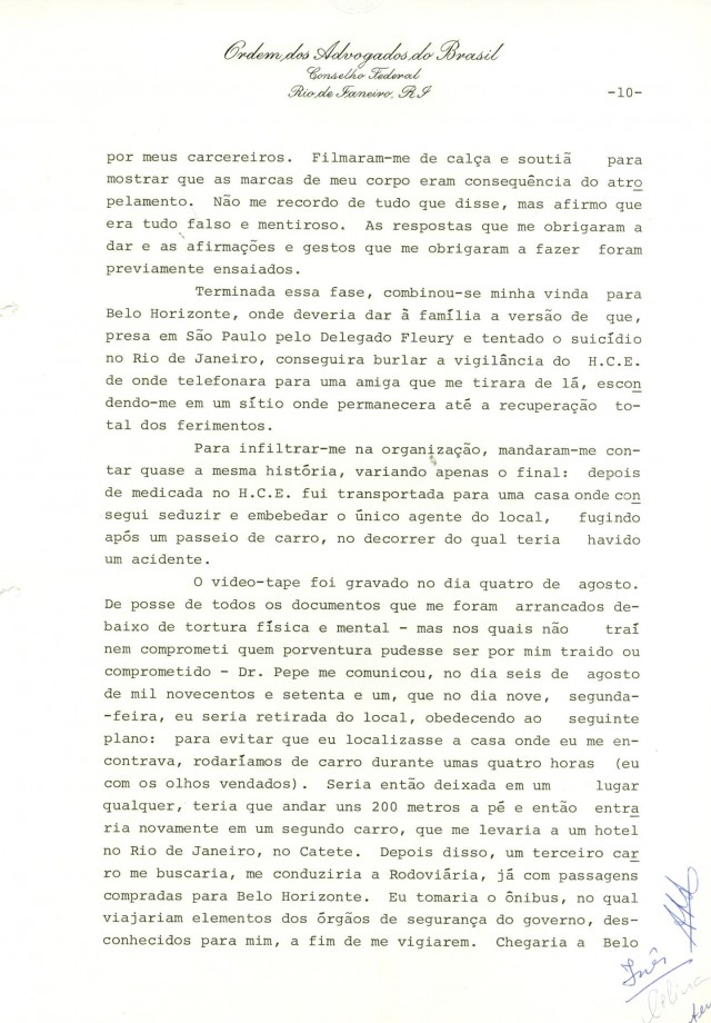  Relat&oacute;rio de In&ecirc;s Etienne Romeu &agrave; Comiss&atilde;o de Direitos Humanos do Conselho Federal da OAB