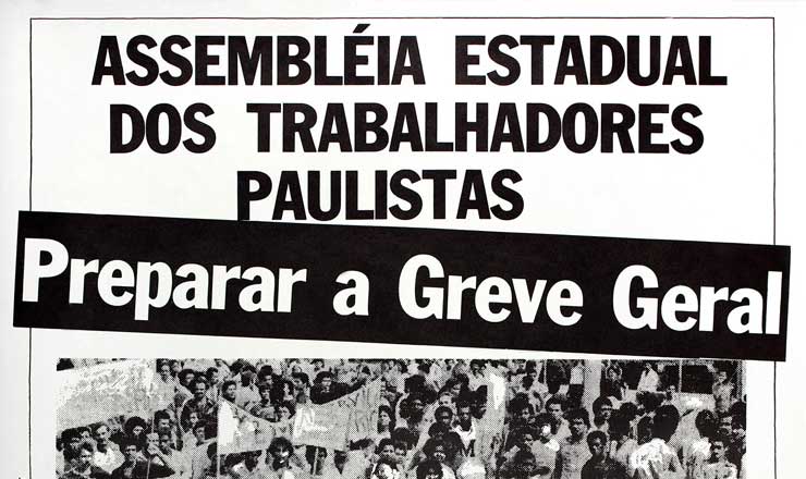  <strong> Cartaz de preparação da greve</strong> geral assinado pela Comissão Pró-CUT