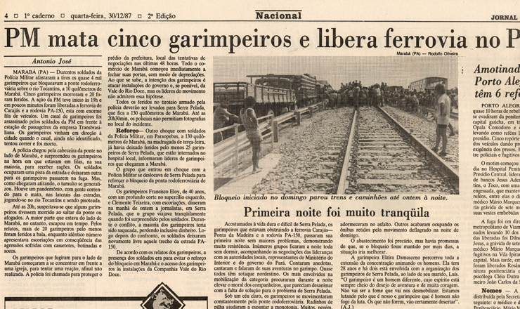  <strong> Reportagem relata o confronto </strong> e a violência da polícia contra os garimpeiros