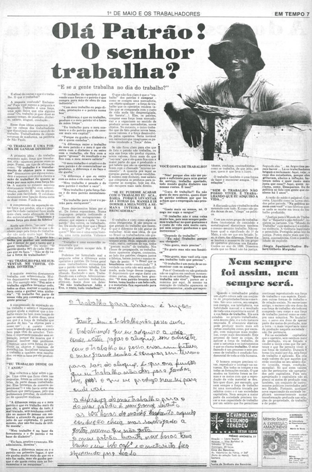  Jornal &quot;Em Tempo&quot;, de&nbsp;1&ordm; de maio de 1978, destaca o confronto entre empregados e empres&aacute;rios e a organiza&ccedil;&atilde;o do movimento sindical no pa&iacute;s