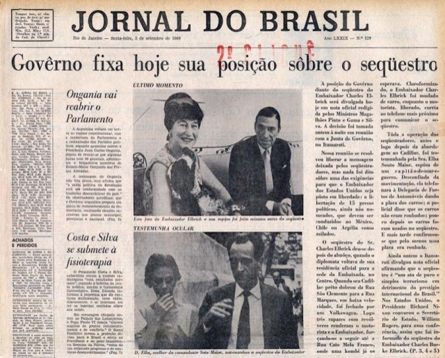  Manchete do &quot;Jornal do Brasil&quot; de 5 de setembro de 1969