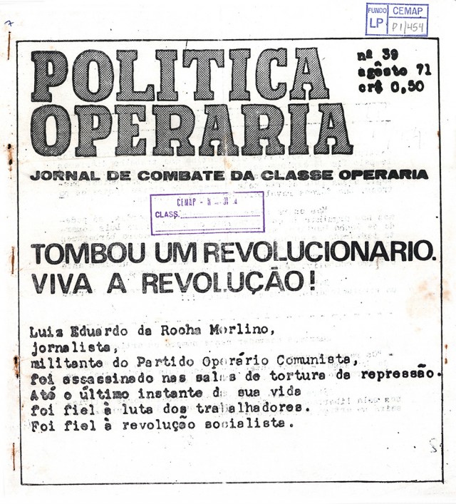  &quot;Pol&iacute;tica Oper&aacute;ria&quot;, publicada pela Polop&nbsp;