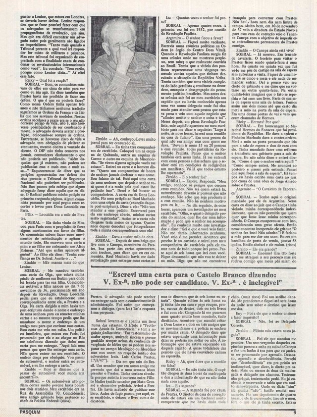 Entrevista concedida por Sobral Pinto a &quot;O Pasquim&quot; em 1977