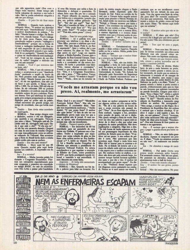  Entrevista concedida por Sobral Pinto a &quot;O Pasquim&quot; em 1977