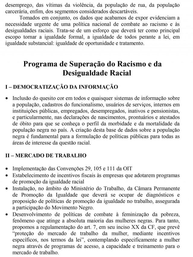  Documento entregue pelo movimento em novembro de 1995