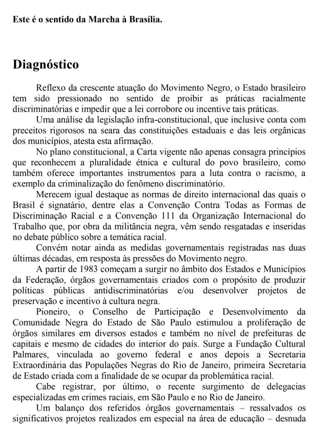  Documento entregue pelo movimento em novembro de 1995