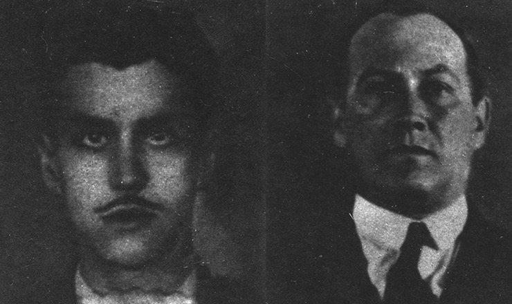  <strong> O estudante antifascista </strong> de Direito Décio Pinto de Oliveira<strong> </strong> (à esquerda) e o investigador Bonfim, do Dops: mortos na praça da Sé em 7 de outubro de 1934