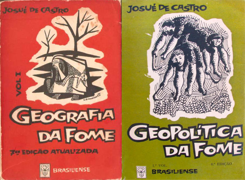 Capas dos livros Geografia da Fome e Geopolítica da Fome, de Josué de Castro