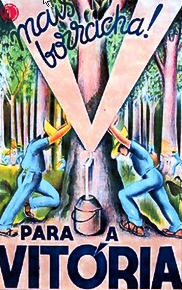   Cartaz de propaganda criado pelo artista su&iacute;&ccedil;o Jean-Pierre Chabloz, convidado pelo Semta para ilustrar os cartazes de arregimenta&ccedil;&atilde;o de trabalhadores para os seringais amaz&ocirc;nicos com promessas de vida de fartura