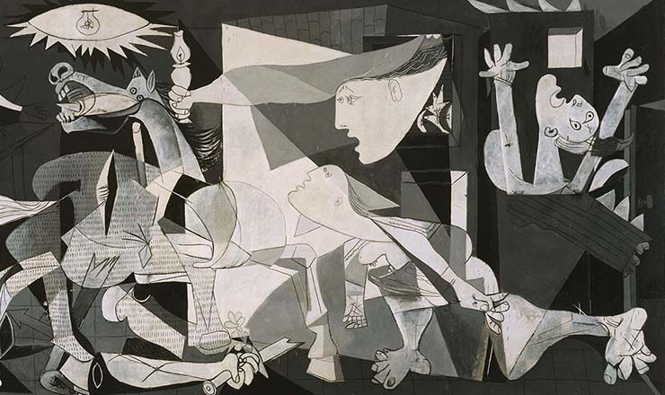  <strong> “Guernica”: mural de Pablo Picasso</strong> retrata o horror da cidade basca de Guernica durante o bombardeio feito por aviões alemães, em abril de 1937