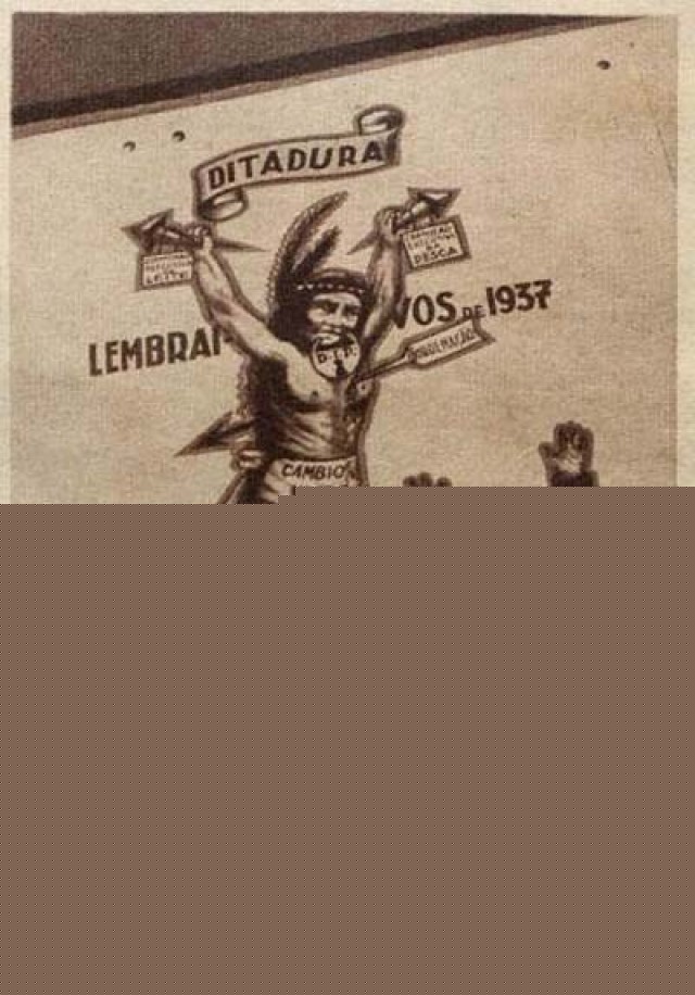   Mostrando queremistas com sacos de dinheiro,  cartaz udenista tenta vincular o movimento com os interesses dos ricos
