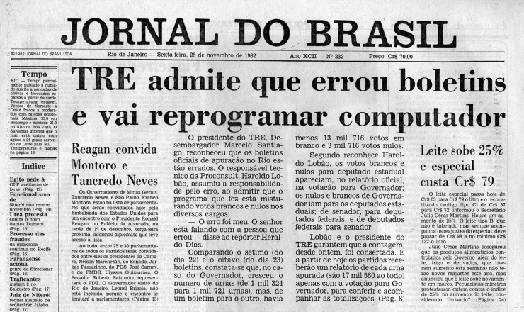  <strong> Depois das denúncias de Brizola,</strong> TRE do Rio reconhece "erro" na contagem de votos