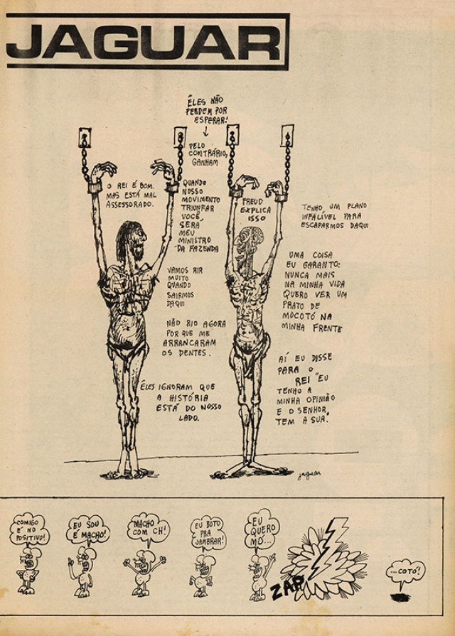  Charge de Jaguar,&nbsp;na edi&ccedil;&atilde;o de 14 de janeiro de 1971, sobre a pris&atilde;o dos jornalistas da publica&ccedil;&atilde;o