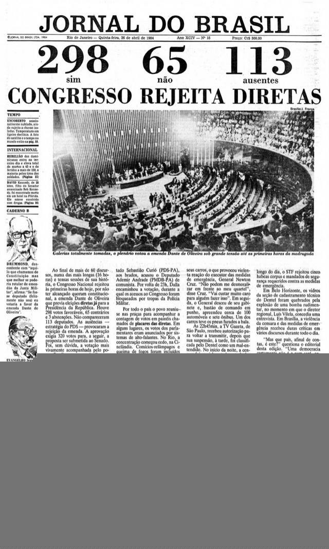   Jornal do Brasil,&nbsp; 26 de abril de 1984