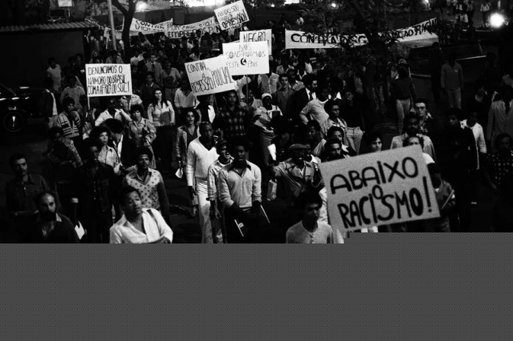  <strong> Ativistas e representantes </strong> dos estudantes, artistas e atletas negros participam da manifestação histórica